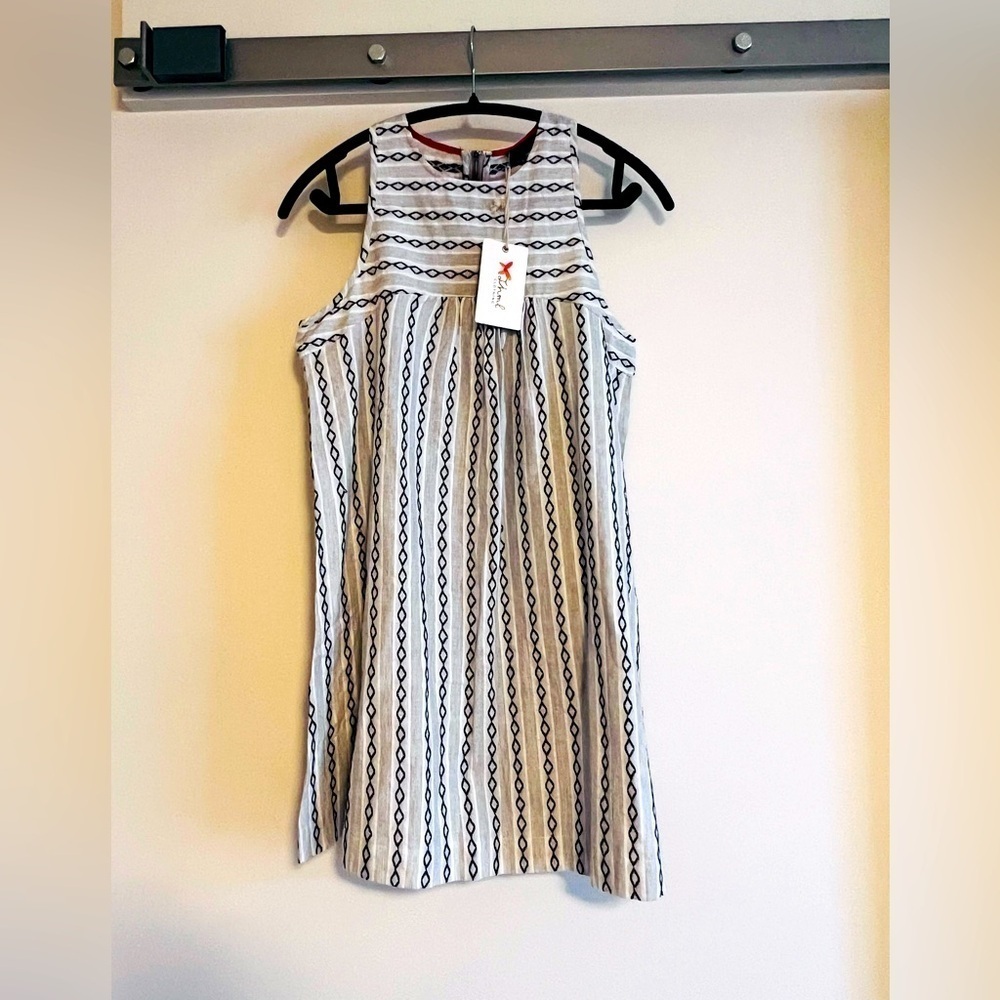 THML White and Black Striped Sleeveless Dress